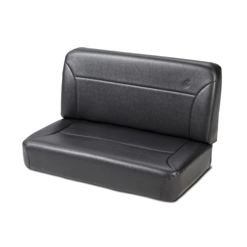 Bestop Trailmax II fixed-back rear bench seat in black crush vinyl for 1955-1995 Jeep models