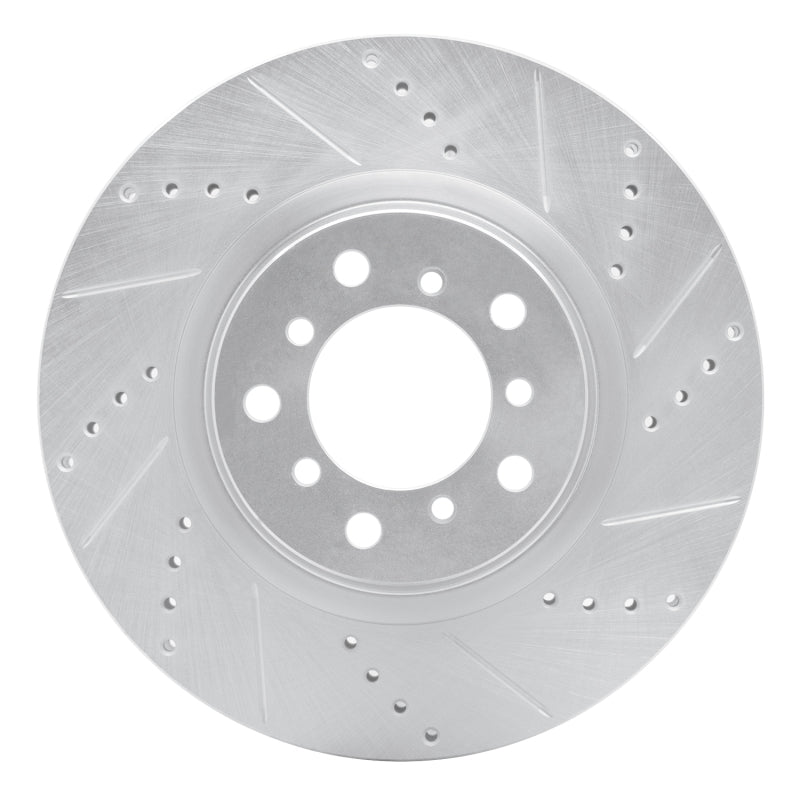 R1 Concepts silver drilled and slotted front left brake rotor for 2001-2006 BMW M3 (631-31054D)