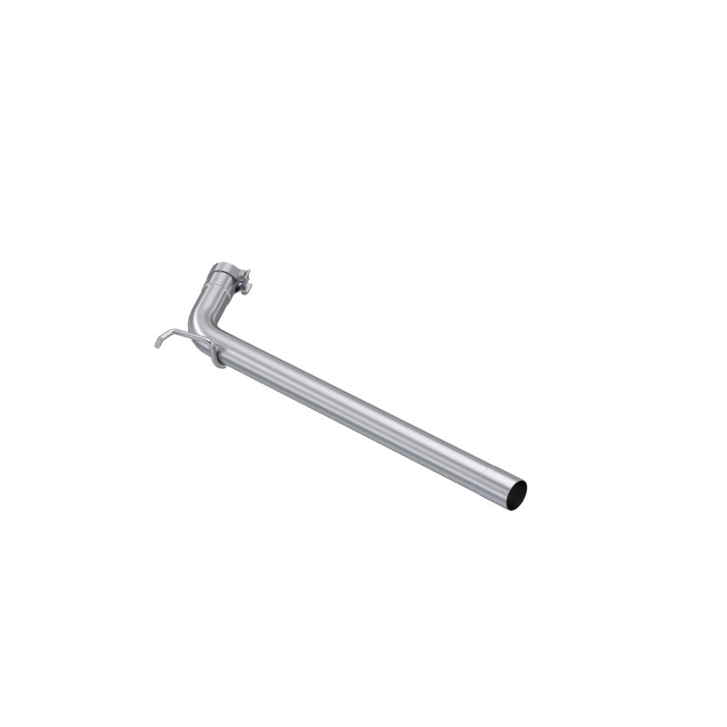 MBRP Armor Plus Series 2.5 inch T409 stainless steel resonator bypass pipe showing mandrel-bent construction.