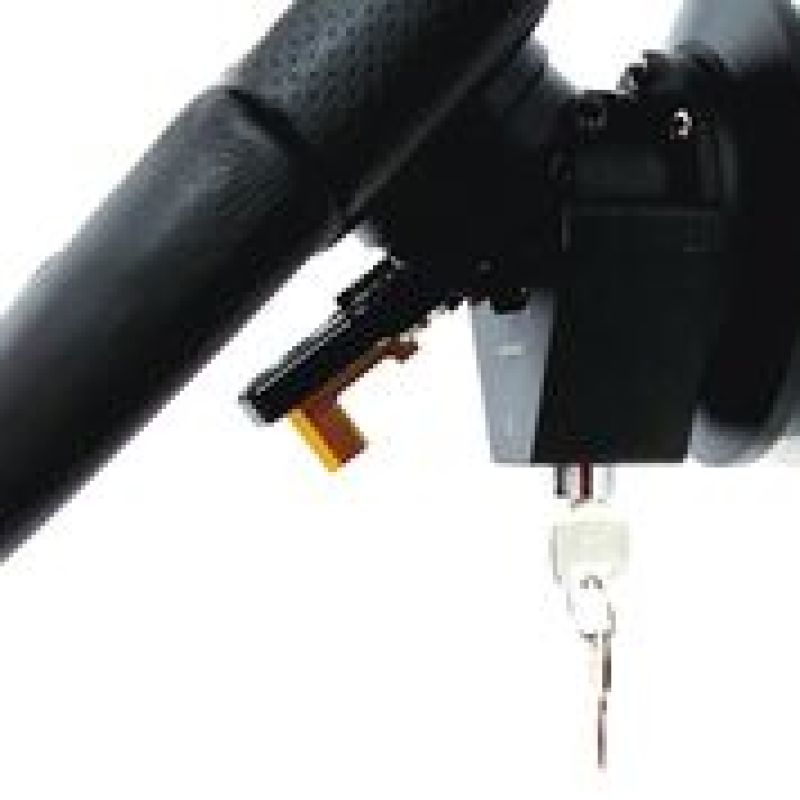 NRG Innovations black anodized aluminum steering wheel quick tilt mechanism with integrated security lock SRT-100BK.