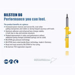 Bilstein B6 series monotube rear shock absorber with yellow body and blue dust boot for Monaco RR8S motorhomes