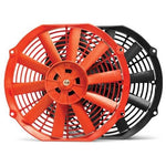 12-inch BLOX Racing electric slim cooling fan with red housing and black blades