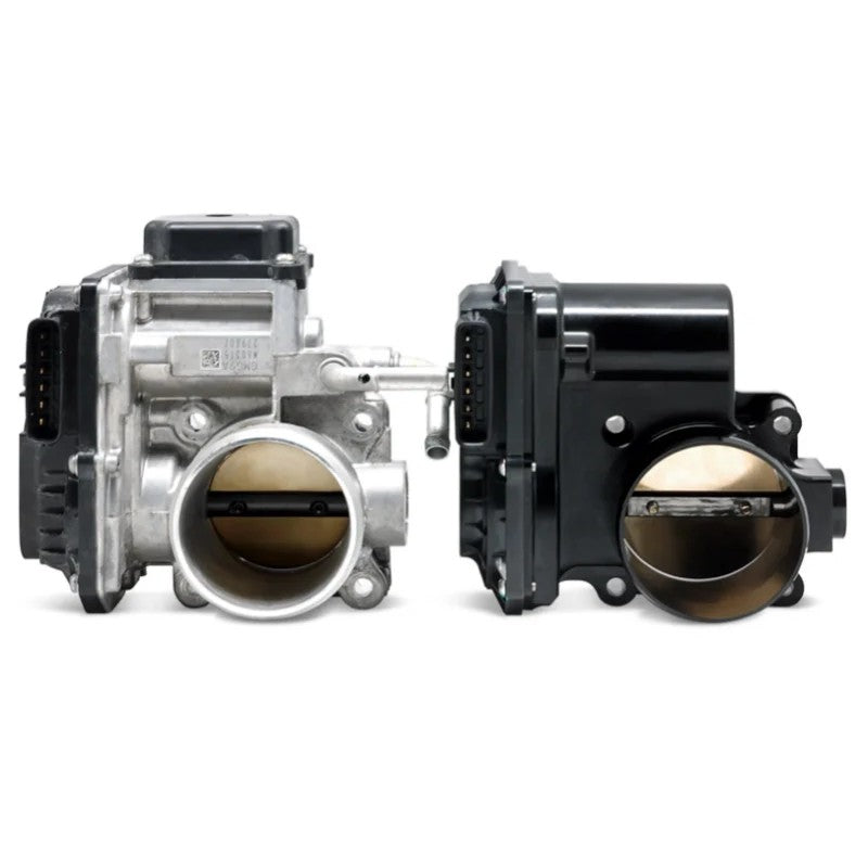 BLOX Racing 58mm silver aluminum drive-by-wire throttle body for Honda Civic 1.5T engines.