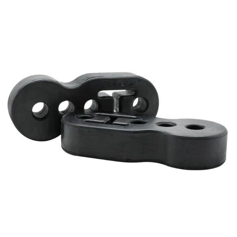 BLOX Universal 4-hole high-density polyurethane exhaust hanger showing multiple mounting adjustment points.