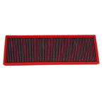 BMC FB195/01 red high-flow replacement panel air filter with multi-layer cotton media and alloy mesh screen.