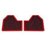 Set of two BMC red-rimmed high-performance cotton gauze panel air filters for BMW E60 M5 V10