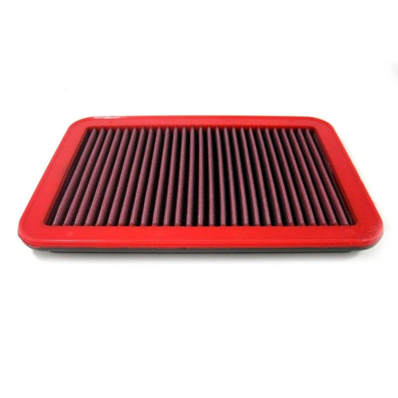 BMC CRF726/01 Carbon Racing Filter featuring a carbon fiber support frame and red cotton filtration media.