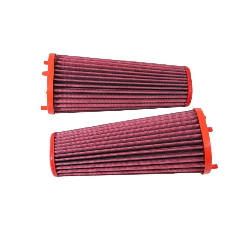 Set of two red BMC high-performance cylindrical air filters for Porsche Boxster