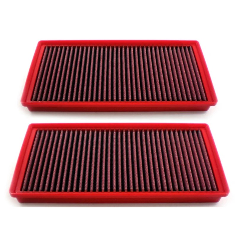 BMC FB748/20 red polyurethane panel air filter with multi-layer oiled cotton gauze and epoxy-coated mesh.