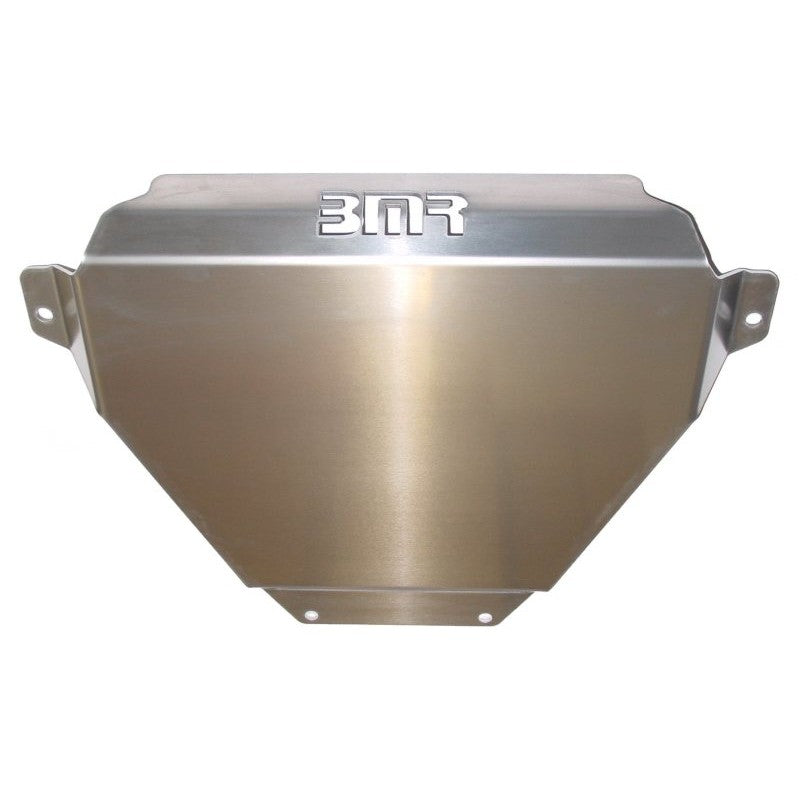 Bare aluminum BMR skid guard with laser-cut logo for 2004-2006 Pontiac GTO