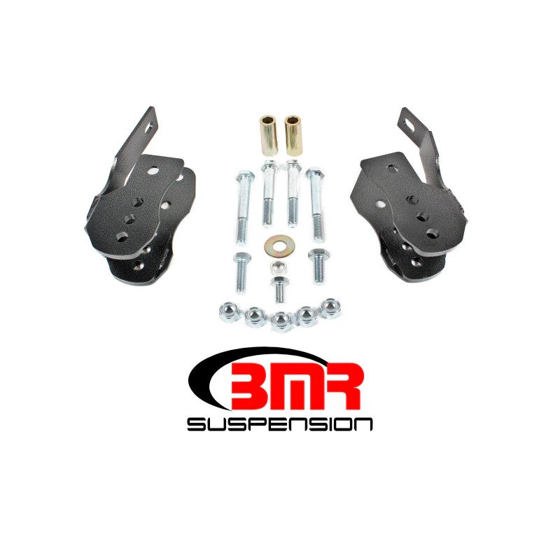 BMR Suspension Black Hammertone bolt-on lower control arm relocation brackets for 2005-2014 Ford Mustang CAB005H