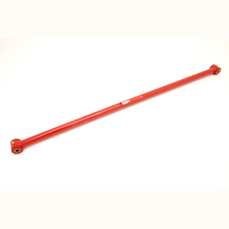 Red BMR Suspension non-adjustable Panhard rod for 2005-2014 Ford Mustang featuring polyurethane bushings