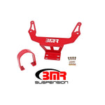 Red powdercoated 1/4-inch plate steel BMR driveshaft safety loop for 2015-2020 Dodge Challenger.