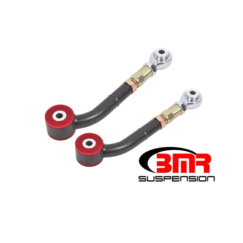 BMR Black Hammertone adjustable upper trailing arms with chrome-moly rod ends and stainless spacers for Dodge Challenger.