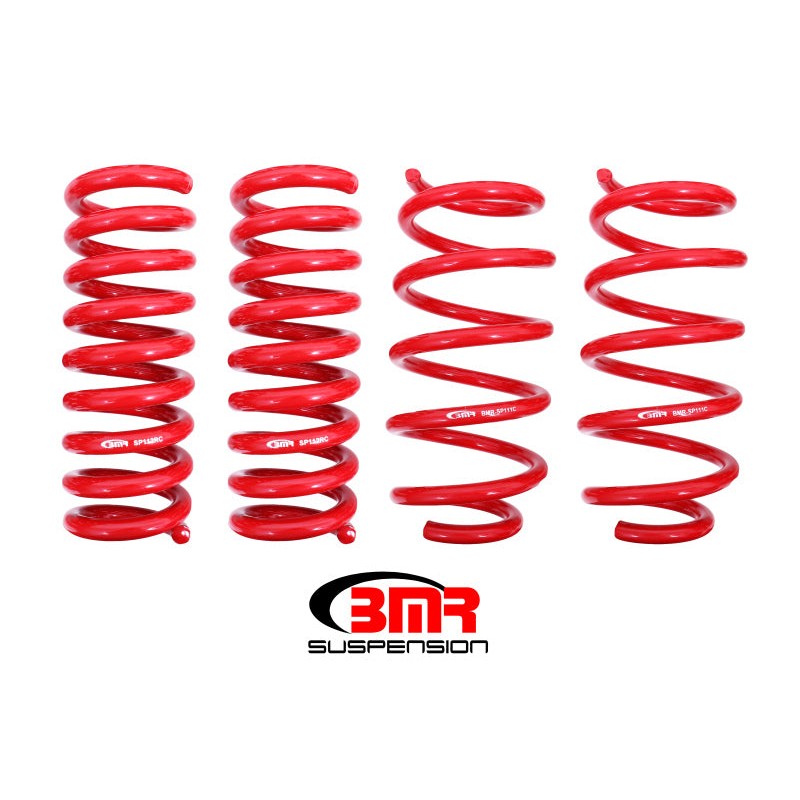 Set of four red BMR Suspension lowering springs for 2008-2020 Dodge Challenger