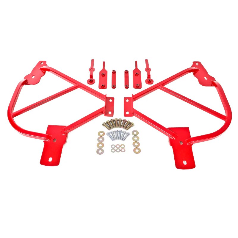 BMR Suspension red powder-coated bolt-on subframe connectors SFC015R for 2010-2015 Chevrolet Camaro