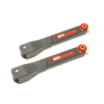 BMR Black Hammertone boxed steel rear trailing arms with red polyurethane bushings for 2008-2017 Camaro, SS, and G8.