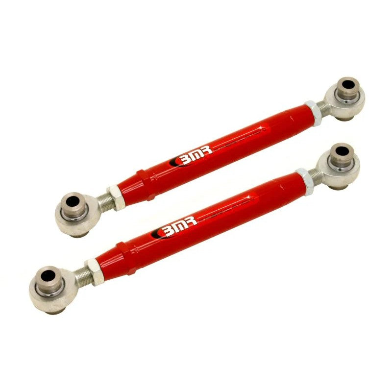BMR Suspension red powdercoated adjustable rear toe rods with rod ends for 2010-2015 5th Gen Camaro.