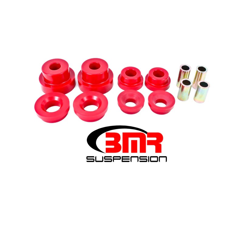 Red 95-durometer polyurethane rear cradle bushing set for 2010-2015 Chevrolet Camaro models.