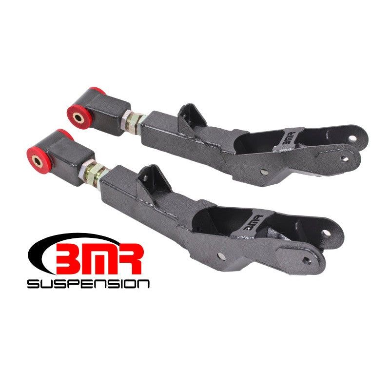 BMR Suspension TCA029H on-car adjustable rear lower control arms with black hammertone finish and polyurethane bushings