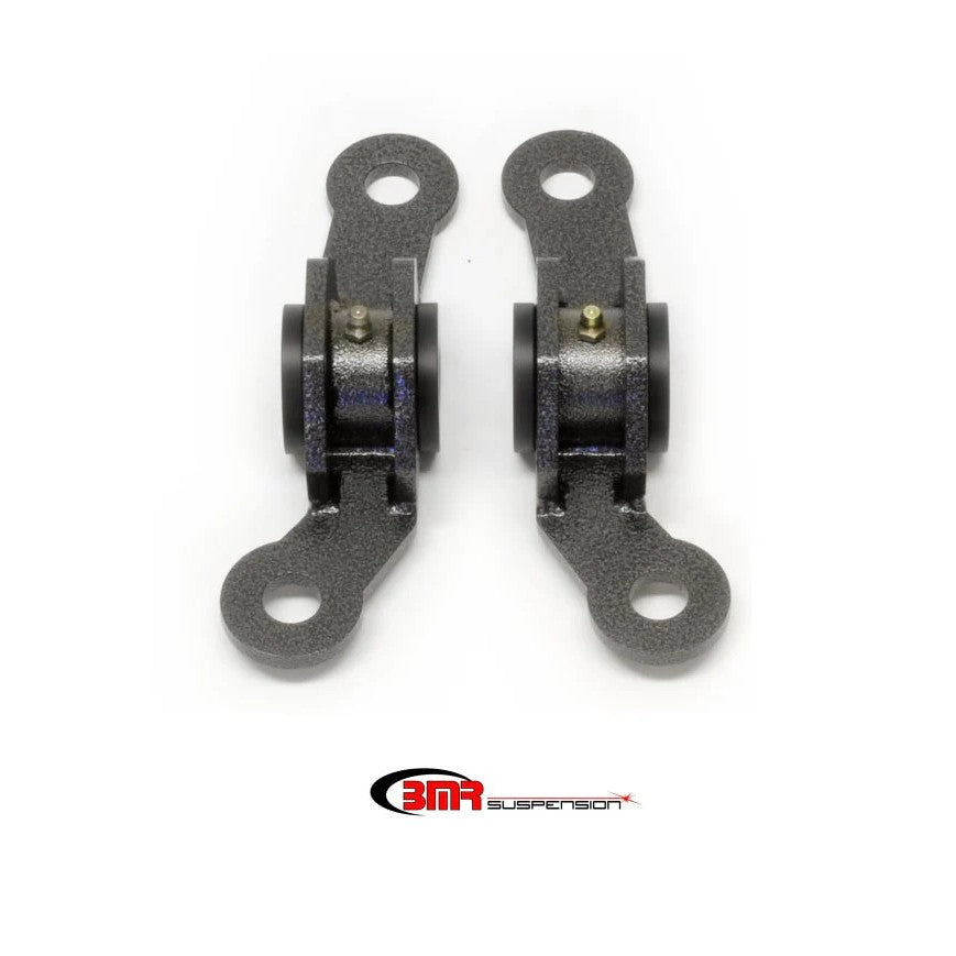 BMR BK039H black hammertone TIG-welded rear upper control arm saddle kit with Delrin bushings and hardware.