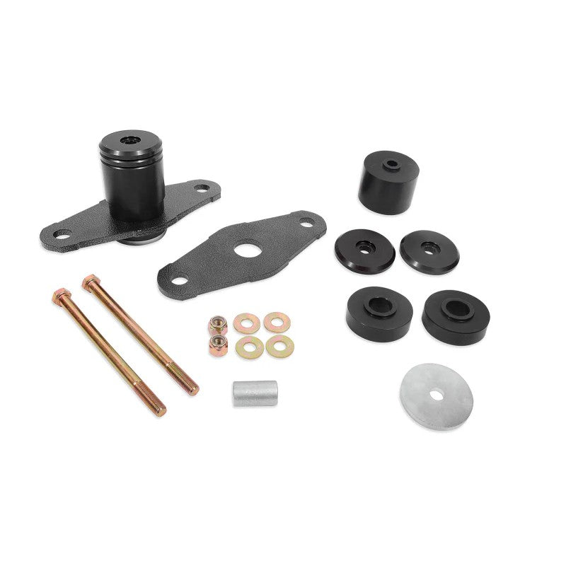 Black anodized CNC-machined BMR solid motor mount bushing upgrade kit MM111 for 2011-2018 Dodge Challenger