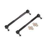 Black BMR CNC-machined billet aluminum front sway bar end links ELK008 with Proforged ball joints.