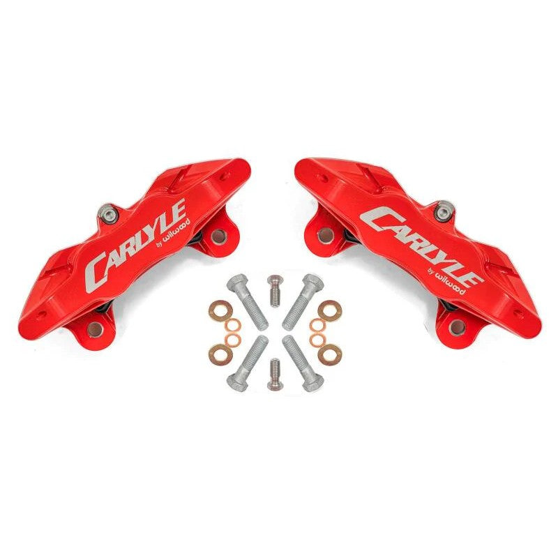 Red BMR brake calipers designed for 15-inch wheel conversion kits on Chevrolet Camaro and Corvette models