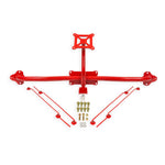Red powder-coated BMR DOM tubing bolt-on parachute mount for 2014-2019 C7 Chevrolet Corvette.