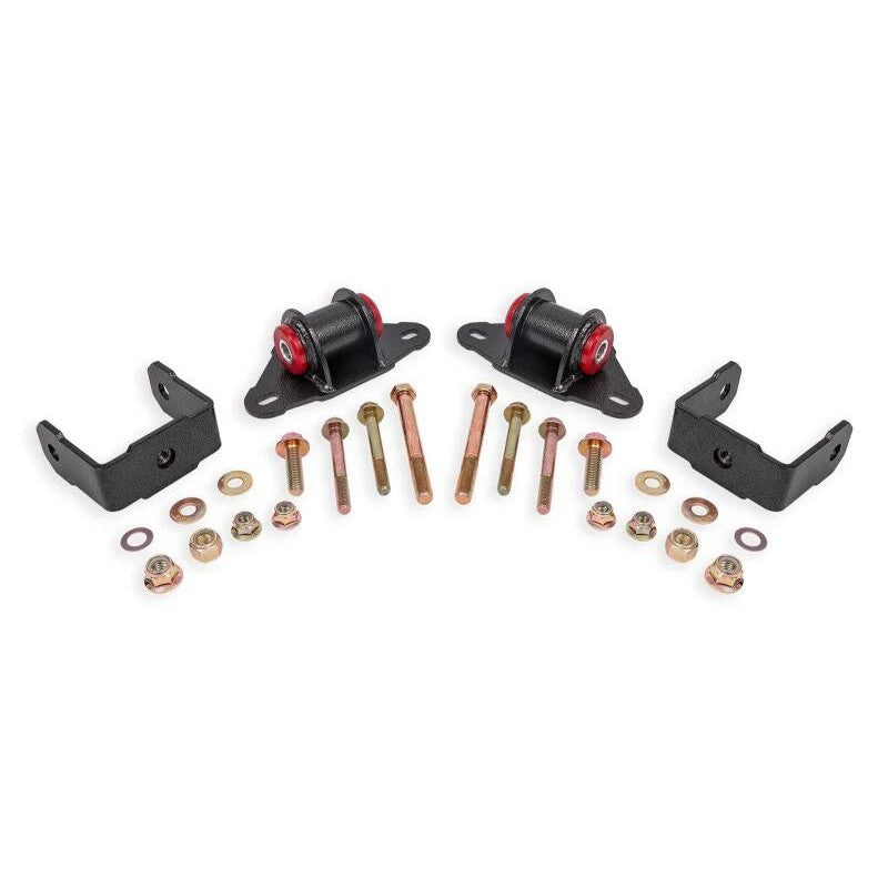 Black hammertone BMR polyurethane transmission and differential mount kit for Chevrolet Corvette C7.