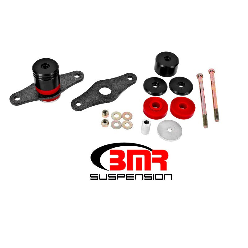 BMR MM007 black anodized polyurethane motor mount kit with billet aluminum spacers and Grade-8 hardware
