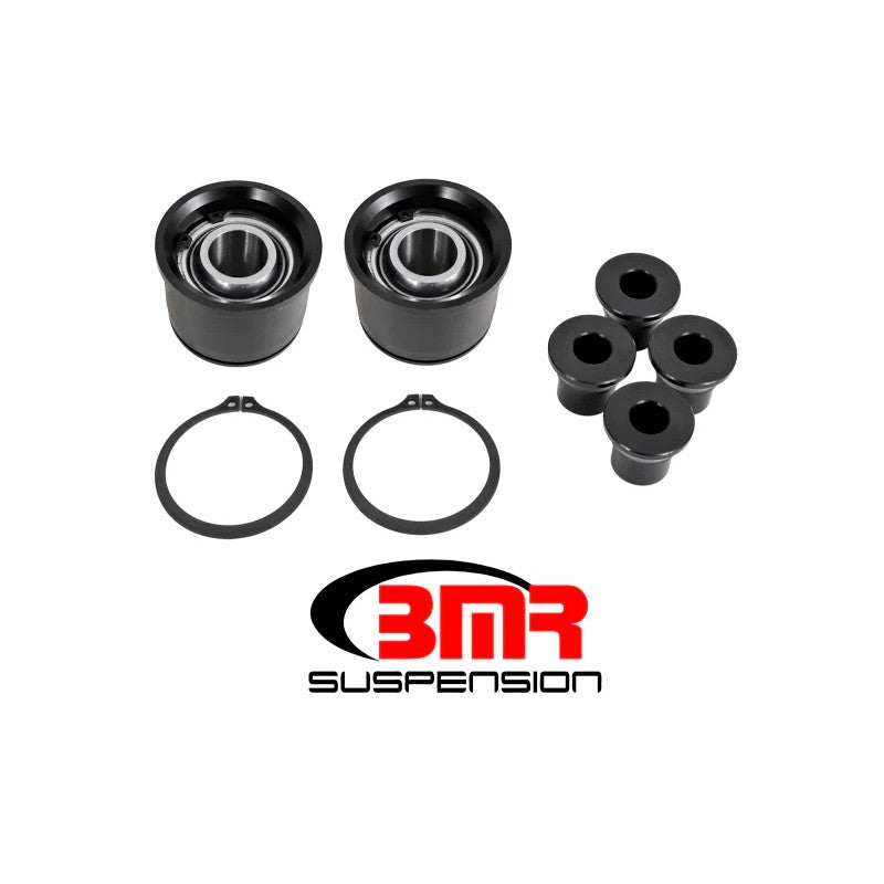 BMR BK055 rear lower control arm spherical bearing kit with 1-inch bearings, machined cups, and billet spacers.
