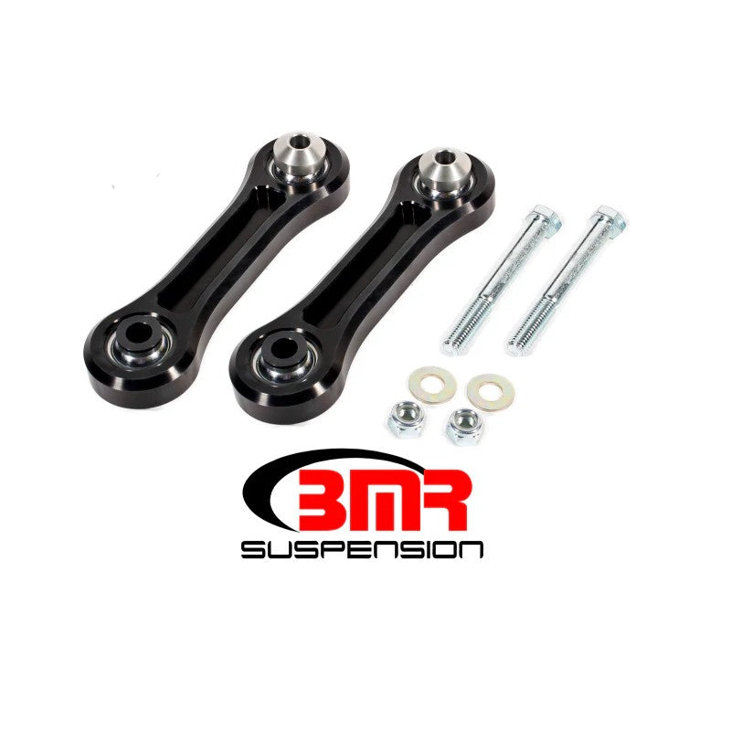 BMR black anodized billet aluminum vertical links with spherical bearings for S550 Mustang