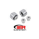 BMR Silver Zinc Rear Lower Control Arm Spherical Bearing Kit with billet aluminum spacers for 2015-2020 Ford Mustang