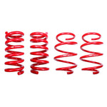 Set of four red BMR Suspension lowering springs for 2015-2024 Ford Mustang GT and Shelby models.