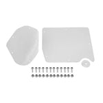 CNC-laser cut bare aluminum A/C and heater delete panel for 2015-2024 Ford Mustang firewall.