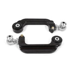 Black anodized billet aluminum adjustable camber links with Delrin bushings for 2015-2021 Ford Mustang S550.