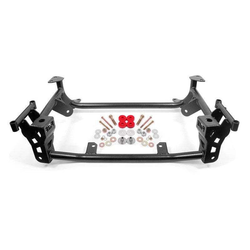 BMR black hammertone lightweight DOM steel K-member for 2015-2025 Ford Mustang GT and Shelby models.