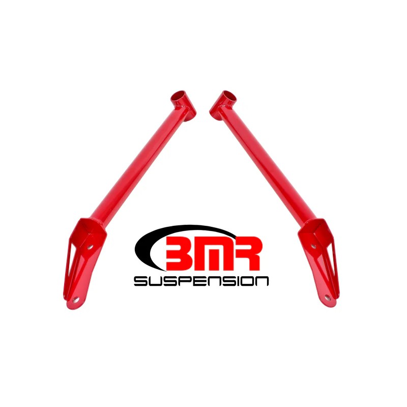 Red powdercoated BMR Suspension DOM steel front of rear cradle brace for 2016-2020 Chevrolet Camaro.