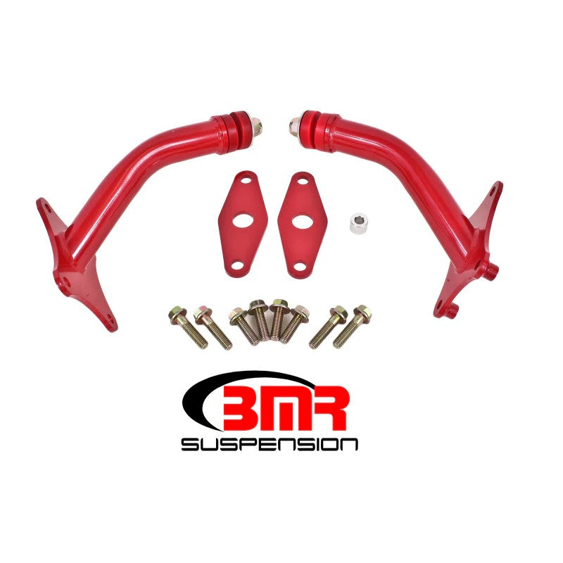 Red BMR Polyurethane Motor Mount Kit with DOM steel stands and Grade 8 hardware for 2015-2024 Camaro and Cadillac CTS-V.