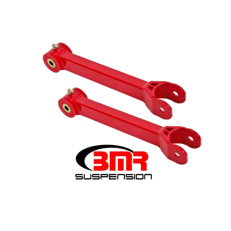 BMR Suspension red non-adjustable upper trailing arms with polyurethane bushings for 2016-2020 Chevrolet Camaro.