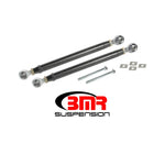 BMR TR007H black hammertone double adjustable rear toe rods with chrome-moly rod ends and aluminum spacers.