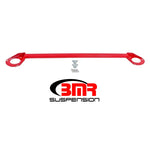 Red BMR STB018R front strut tower brace for 2016-2020 Chevrolet Camaro, featuring rectangular steel tubing.