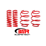 Set of 4 red BMR Suspension performance lowering springs (SP041R) for 2016-2020 Chevrolet Camaro.