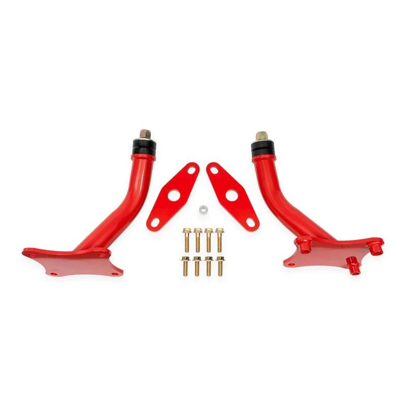 Red BMR motor mount kit with solid billet aluminum bushings and Grade 8 hardware for 2015-2024 Camaro and CTS-V.