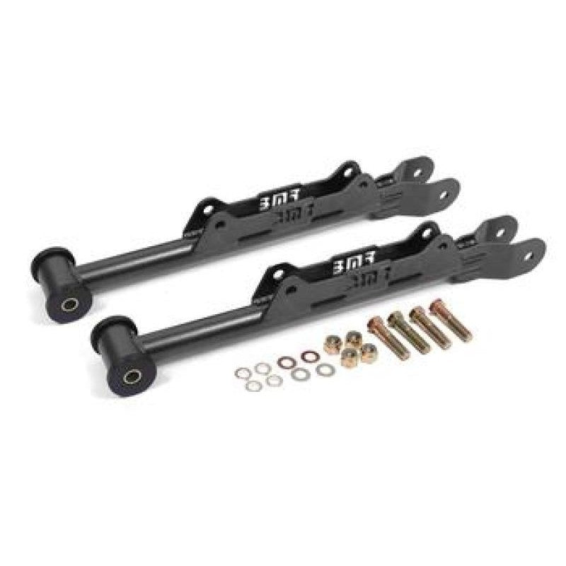 BMR black hammertone 1.5-inch DOM steel rear lower control arms with Delrin bushings for 2010-2015 Camaro.