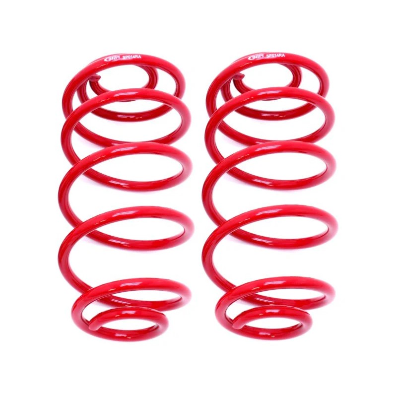 Pair of red BMR Suspension rear lowering springs for 1967-1972 GM A-Body models