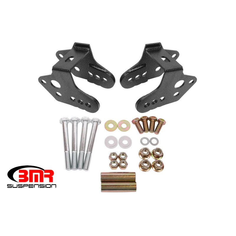 BMR CAB740H Black Hammertone steel rear control arm relocation brackets for 1979-2004 Ford Mustang