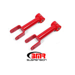 Red BMR non-adjustable upper control arms with polyurethane bushings for 1979-2004 Ford Mustang
