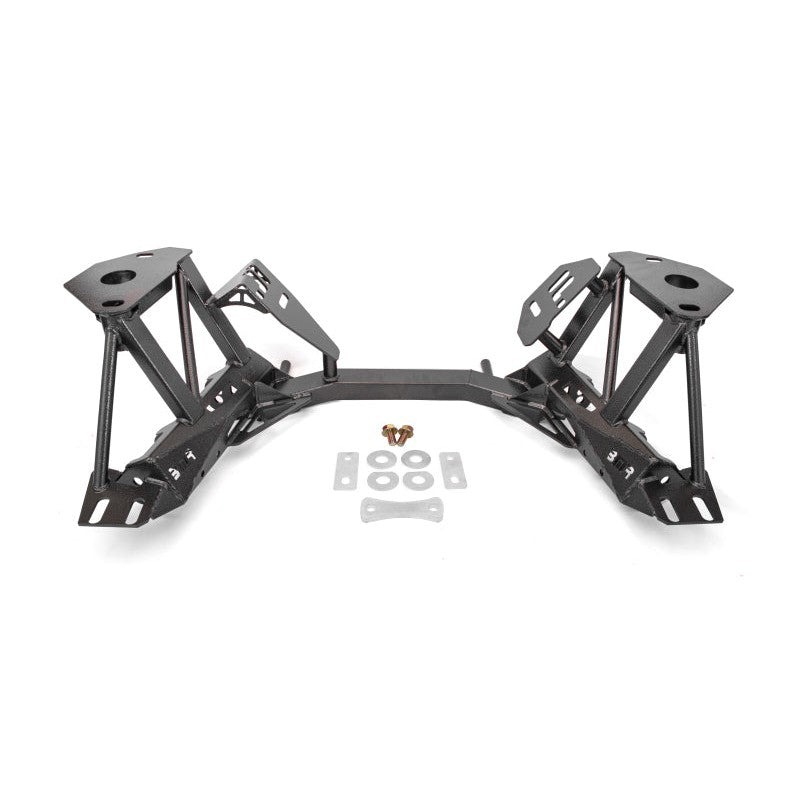 BMR Premium K-member in black hammertone finish with integrated spring perches for 1979-1995 Ford Mustang.